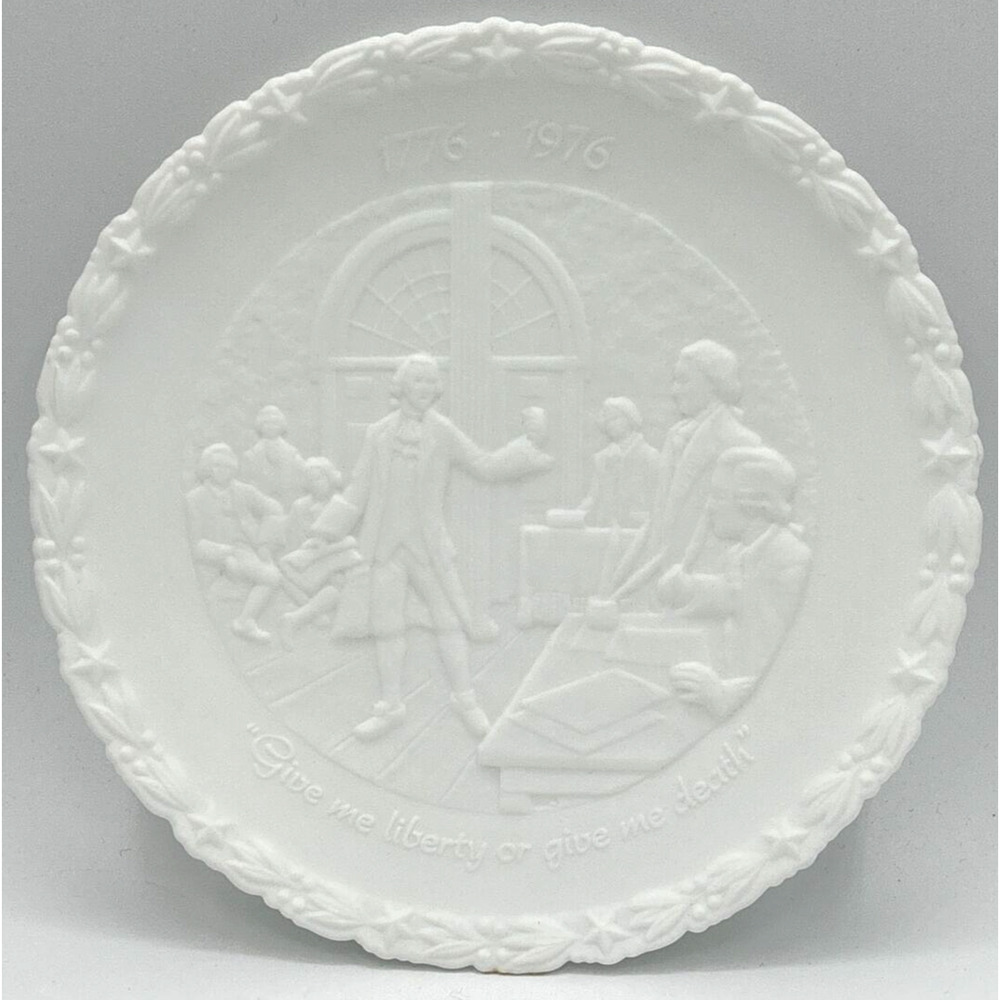 Vintage Fenton "Give me Liberty or Give Me Death" Milk Glass Plate‎ SKU U195